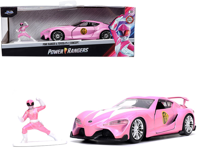 Jada Toyota FT-1 Concept Pink Metallic and Pink Ranger Diecast Figurine "Power Rangers" "Hollywood Rides" Series 1/32 Diecast Model Car by Jada
