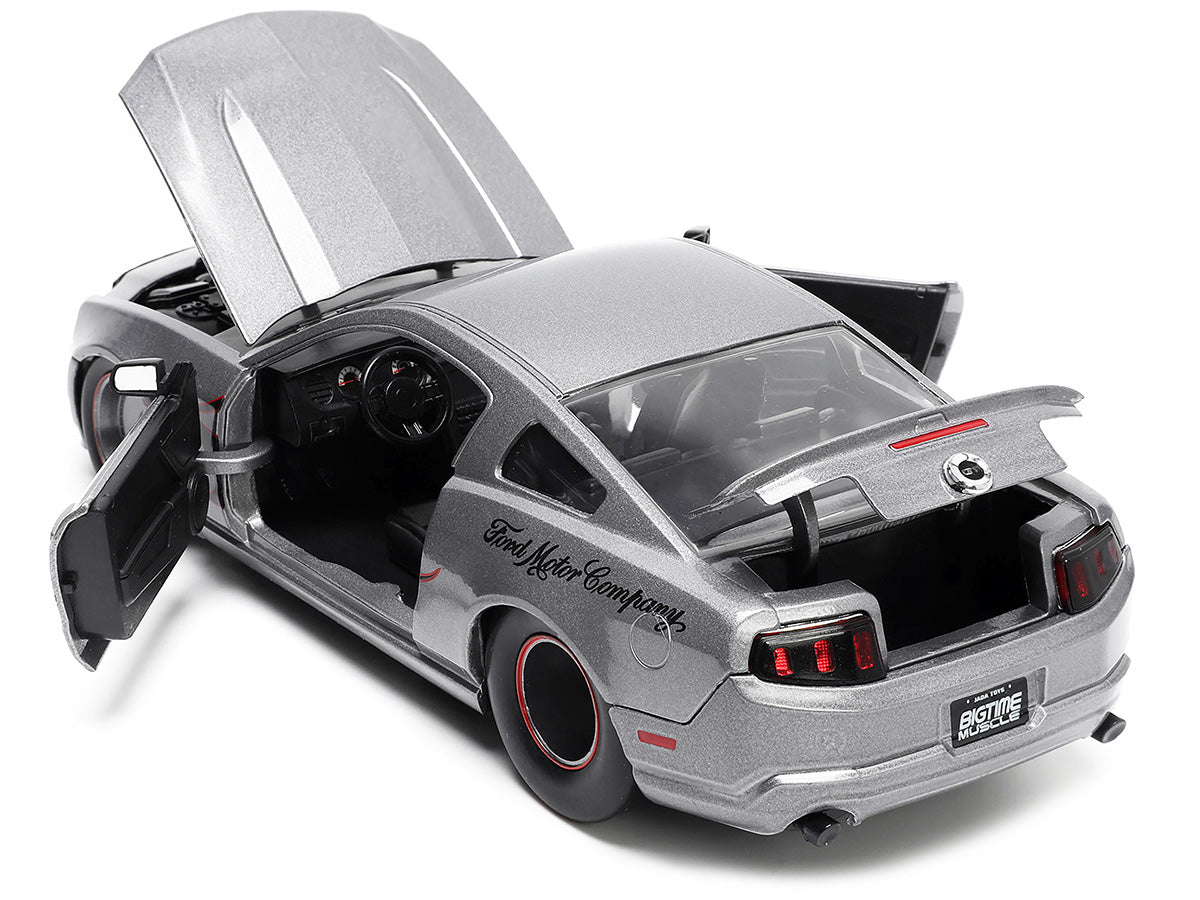 Jada 2010 Ford Mustang GT Gray Metallic with Flames "Ford Motor Company" "Bigtime Muscle" Series 1/24 Diecast Model Car by Jada