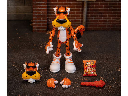 Jada Chester Cheetah 5.5" Glow-in-the-Dark Figure with Accessories and Alternate Head and Hands "Flamin' Hot Cheetos Crunchy" Model by Jada
