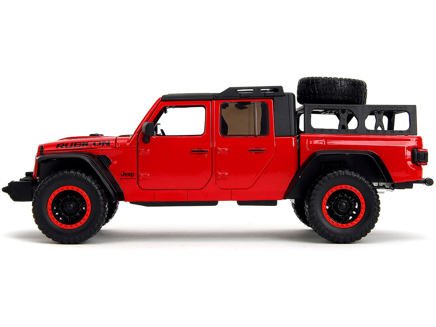 Jada 2020 Jeep Gladiator Rubicon Pickup Truck Red with Black Top and Extra Wheels "Just Trucks" Series 1/24 Diecast Model Car by Jada