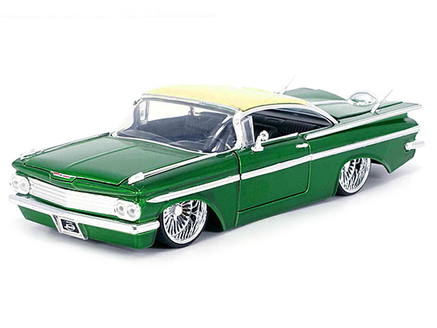 Jada 1959 Chevrolet Impala Lowrider Green Metallic with Cream Top and DUB Wire Wheels "Street Low" Series 1/24 Diecast Model Car by Jada