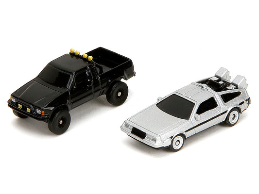 Jada Hill Valley Courthouse Diorama with Black Pickup Truck and Delorean "Back to the Future" (1985) Movie "Nano Scene" Series Model by Jada