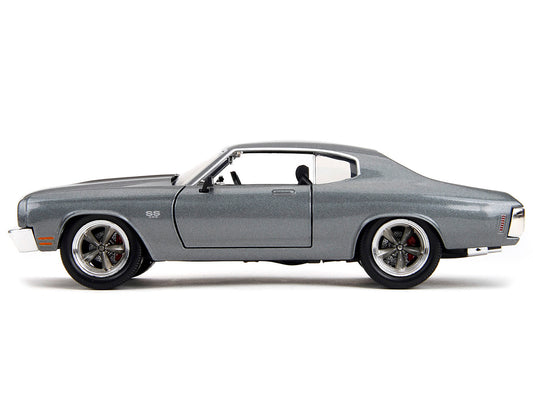 Jada 1970 Chevrolet Chevelle SS Gray Metallic with Black Stripes "Fast & Furious" (2009) Movie "Fast & Furious" Series 1/24 Diecast Model Car by Jada