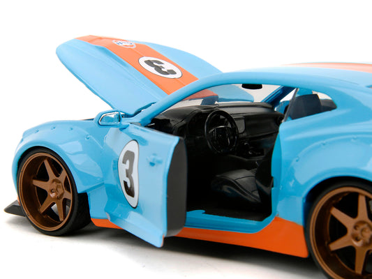Jada 2016 Chevrolet Camaro Widebody #3 Light Blue with Orange Stripes "Gulf Oil" "Wide Body" Series 1/24 Diecast Model Car by Jada