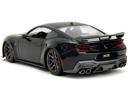 Jada 2024 Ford Mustang Dark House Black Metallic with Matt Black Hood and Top "Bigtime Muscle" Series 1/24 Diecast Model Car by Jada