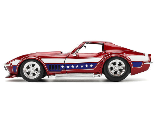Jada 1969 Chevrolet Corvette Stingray ZL1 Red Metallic with Stars and Stripes Graphics "Bigtime Muscle" Series 1/24 Diecast Model Car by Jada