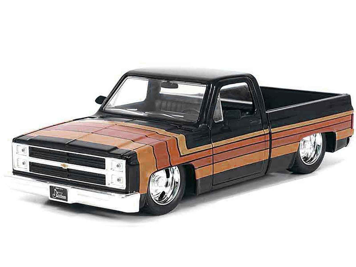 Jada 1985 Chevrolet C-10 Pickup Truck Black with Stripes and GM Rally Wheels "Just Trucks" Series 1/24 Diecast Model Car by Jada