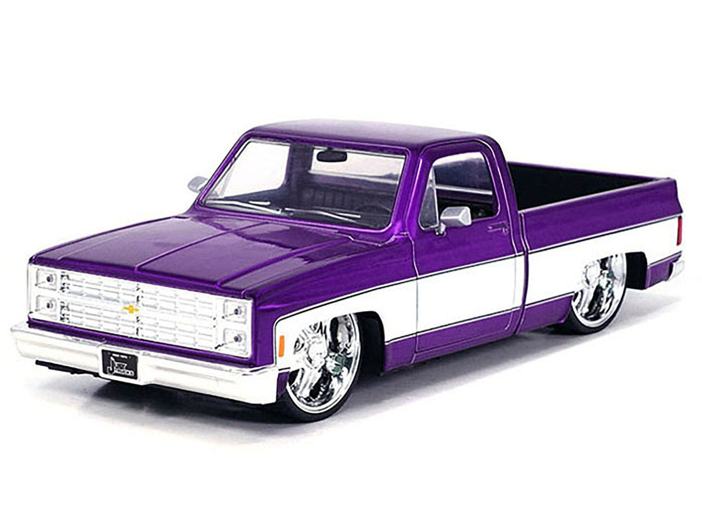 Jada 1985 Chevrolet C-10 Pickup Truck Purple Metallic and White with Lorenzo Wheels "Just Trucks" Series 1/24 Diecast Model Car by Jada