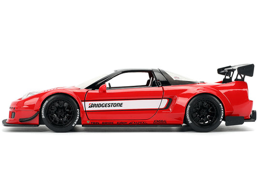 Jada 2002 Honda NSX-R RHD (Right Hand Drive) "Bridgestone" Red with Black Top and White Stripes "JDM Tuners" Series 1/24 Diecast Model Car by Jada