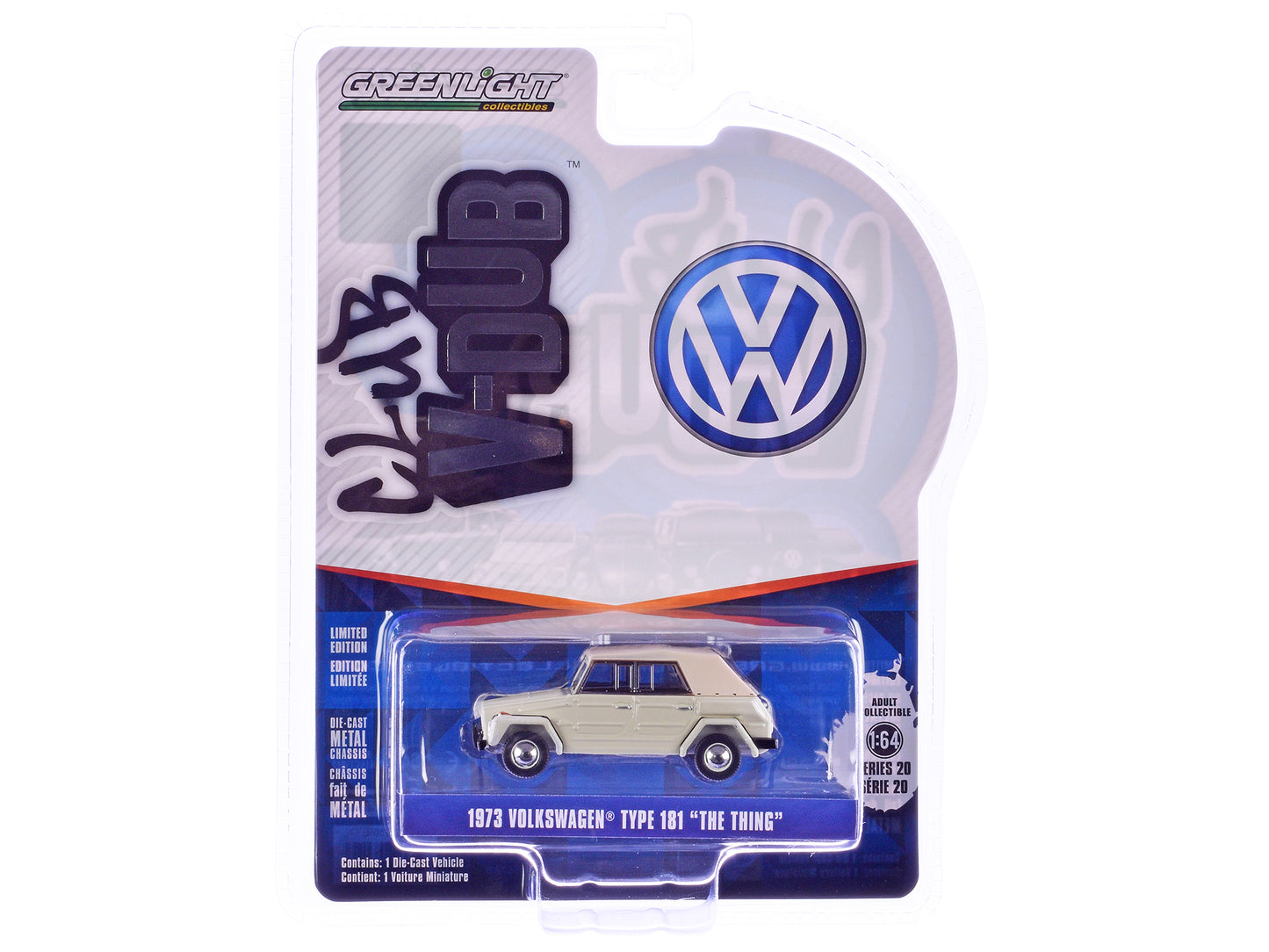Greenlight 1973 Volkswagen Type 181 "The Thing" Beige with Tan Soft Top "Club Vee-Dub" Series 20 1/64 Diecast Model Car by Greenlight