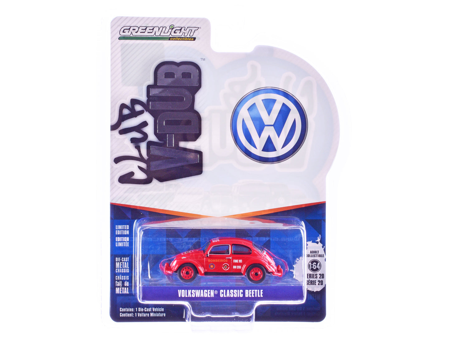 Greenlight Volkswagen Classic Beetle "Corpo de Bombeiros da Policia Militar" Red "Club Vee-Dub" Series 20 1/64 Diecast Model Car by Greenlight