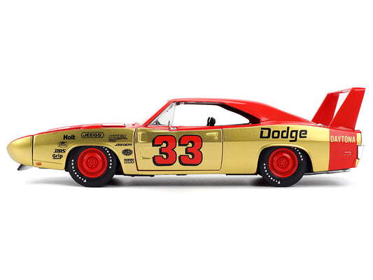 Jada 1969 Dodge Charger Daytona #33 Red and Gold Metallic with Graphics "Bigtime Muscle" Series 1/24 Diecast Model Car by Jada