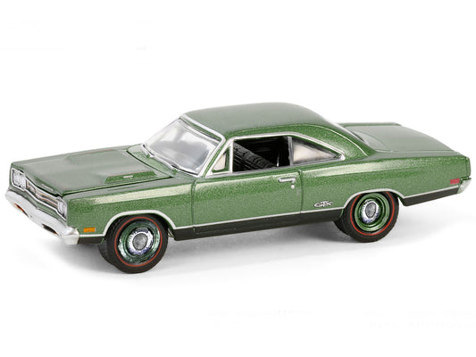 Greenlight 1969 Plymouth HEMI GTX F8 Ivy Green Metallic (Palm Beach 2023) Barrett Jackson "Scottsdale Edition" Series 14 1/64 Diecast Model Car by Greenlight