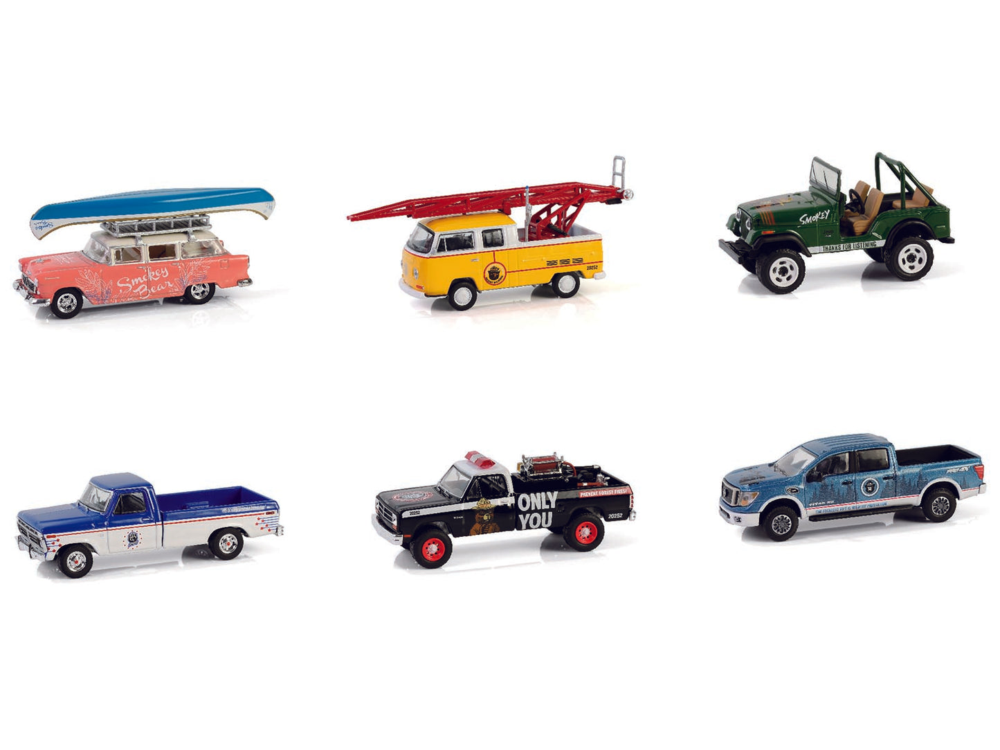 Greenlight "Smokey Bear" Set of 6 Cars Series 4 1/64 Diecast Model Cars by Greenlight