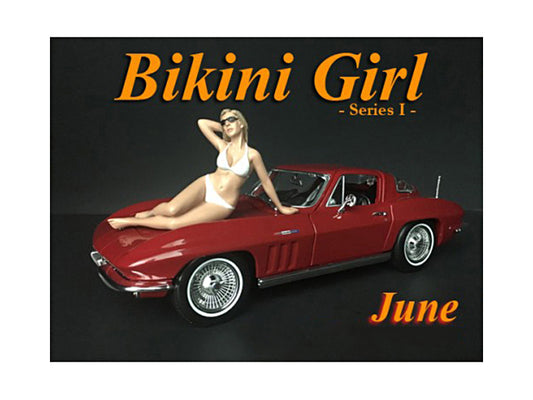 American Diorama June Bikini Calendar Girl Figure for 1/24 Scale Models by American Diorama