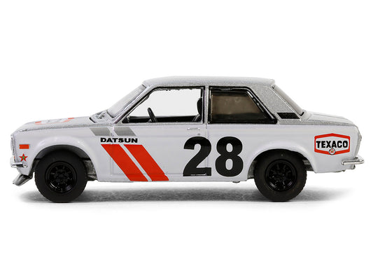 Greenlight 1970 Nissan Datsun 510 #28 "Texaco" Silver Metallic and White with Red Stripes "Texaco Special Edition" Series 1 1/64 Diecast Model Car by Greenlight
