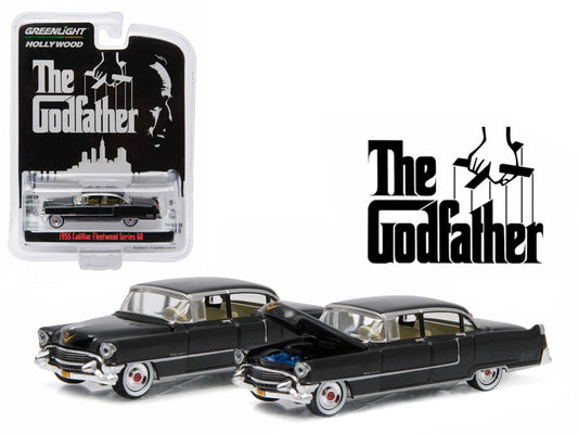 Greenlight 1955 Cadillac Fleetwood Series 60 Black "The Godfather" (1972) Movie "Hollywood Series" Release 14 1/64 Diecast Model Car by Greenlight