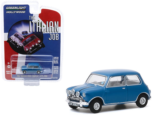 Greenlight 1967 Austin Mini Cooper S 1275 MkI Blue "The Italian Job" (1969) Movie "Hollywood Series" Release 28 1/64 Diecast Model Car by Greenlight