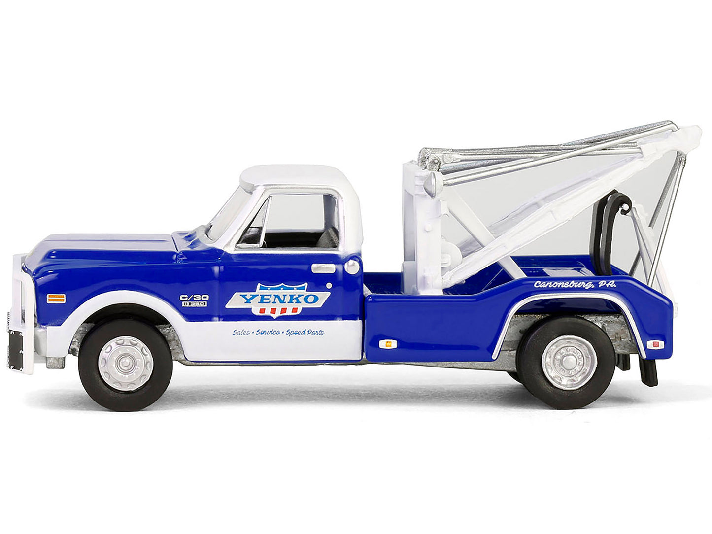 Greenlight 1969 Chevrolet C30 Dually Wrecker Tow Truck "Yenko" Blue with White Top "Dually Drivers" Series 15 1/64 Diecast Model Car by Greenlight