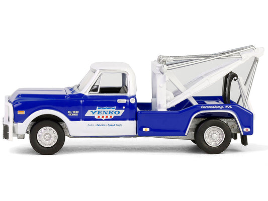 Greenlight 1969 Chevrolet C30 Dually Wrecker Tow Truck "Yenko" Blue with White Top "Dually Drivers" Series 15 1/64 Diecast Model Car by Greenlight