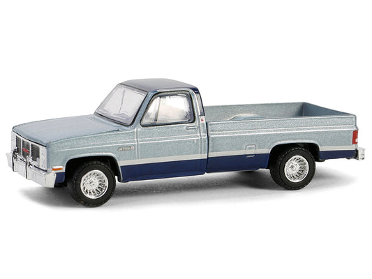 Greenlight 1985 GMC Sierra Classic K2500 Pickup Truck Silver Metallic and Midnight Blue "Down on the Farm" Series 9 1/64 Diecast Model by Greenlight