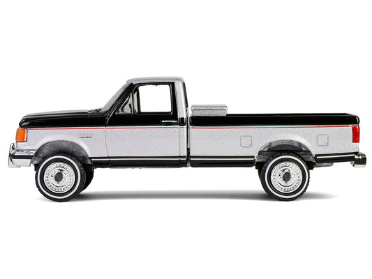 Greenlight 1990 Ford F-250 Pickup Truck with Tool Box Raven Black and Silver Metallic "Down on the Farm" Series 10 1/64 Diecast Model by Greenlight