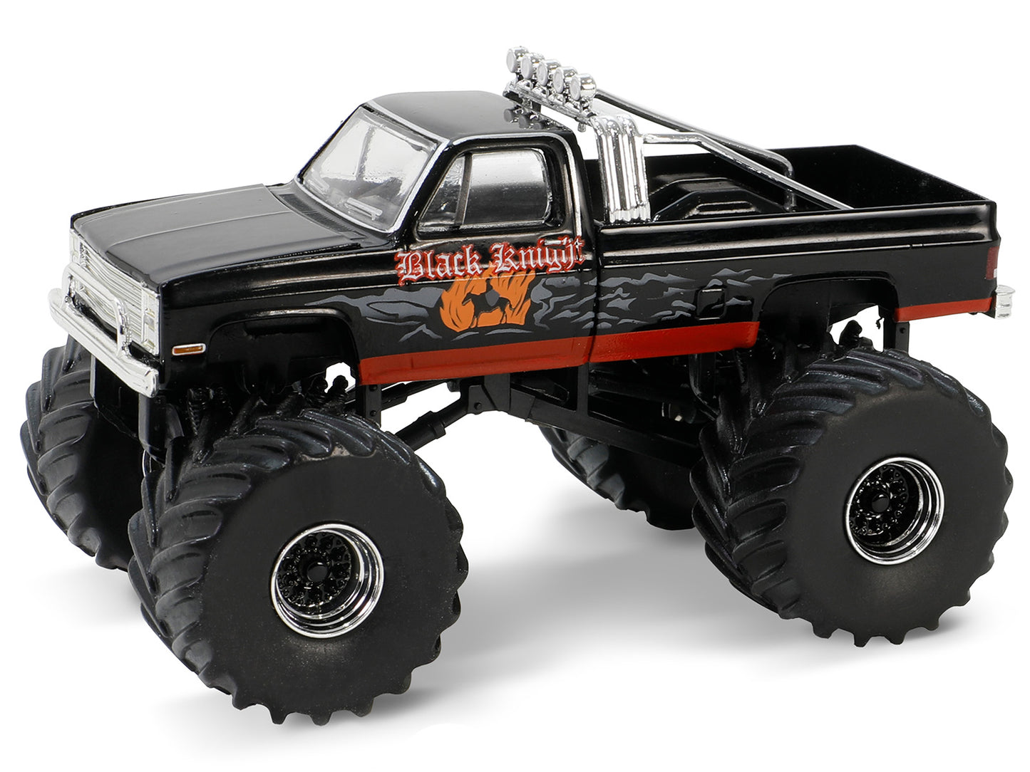 Greenlight 1987 Chevrolet Silverado Monster Truck Black "Black Knight" "Kings of Crunch" Series 15 1/64 Diecast Model Car by Greenlight