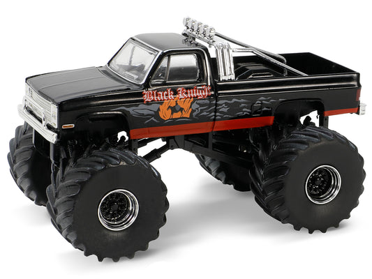 Greenlight 1987 Chevrolet Silverado Monster Truck Black "Black Knight" "Kings of Crunch" Series 15 1/64 Diecast Model Car by Greenlight
