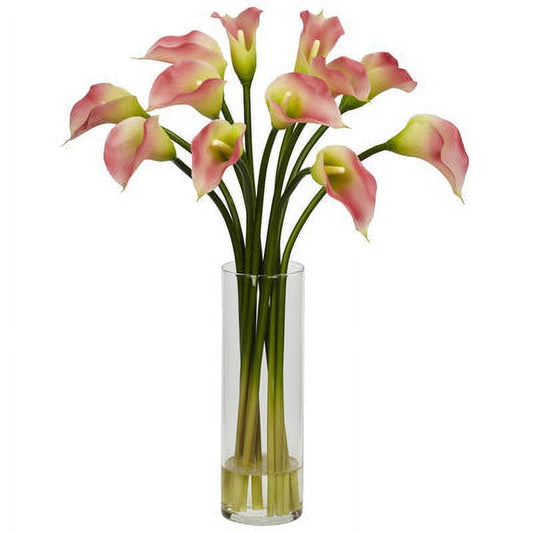 Calla Lilly w/Cylinder Vase Pink