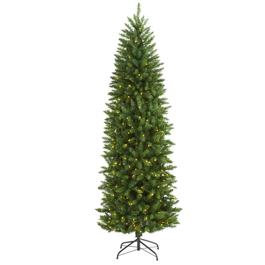 6.5' Slim Green Mountain Pine Christmas Tree w/300 Clear LED