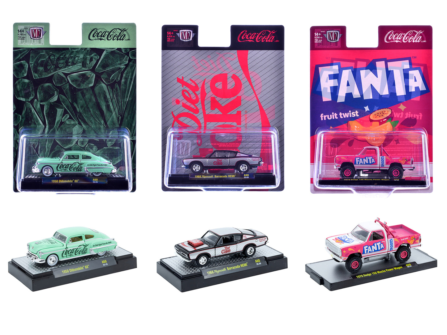 "Sodas" Set of 3 pieces Release 60 Limited Edition to 10000 pieces Worldwide 1/64 Diecast Model Cars by M2 Machines