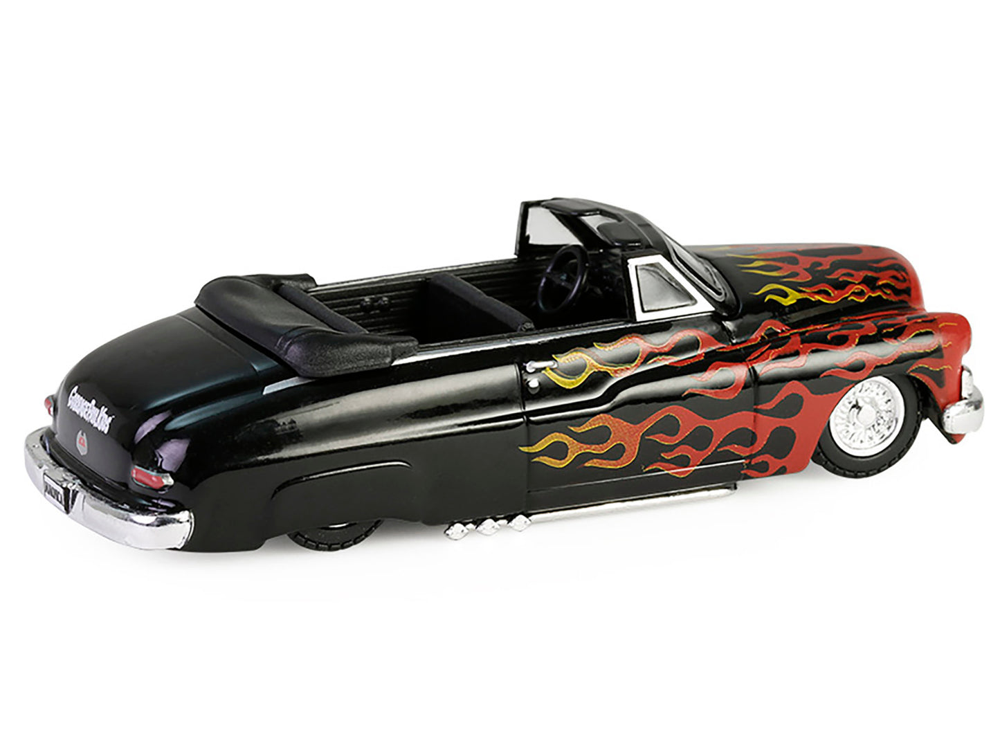 Greenlight 1950 Mercury Eight Convertible Lowrider Black with Flames "Menacing Monica" "Garbage Pail Kids" Series 7 1/64 Diecast Model Car by Greenlight