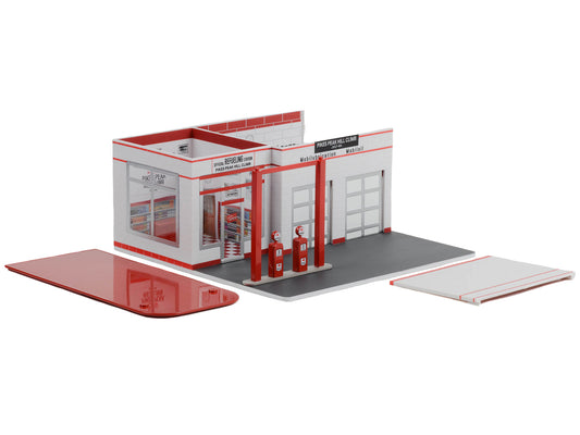 Greenlight Vintage Gas Station Diorama "Pikes Peak Hill Climb Official Refueling Station" "Mechanic's Corner" Series 10 for 1/64 Scale Models by Greenlight