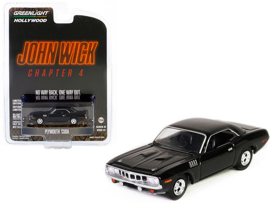 Greenlight Plymouth Barracuda Black "John Wick: Chapter 4" (2023) Movie "Hollywood Series" Release 41 1/64 Diecast Model Car by Greenlight