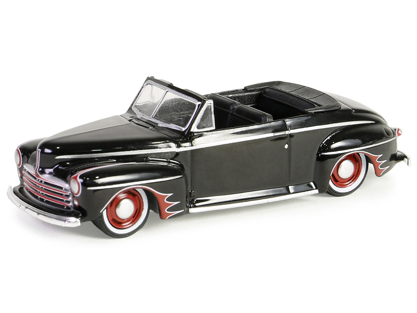 Greenlight 1947 Ford Deluxe Convertible Lowrider Black wit h Red Graphics "California Lowriders" Series 5 1/64 Diecast Model Car by Greenlight