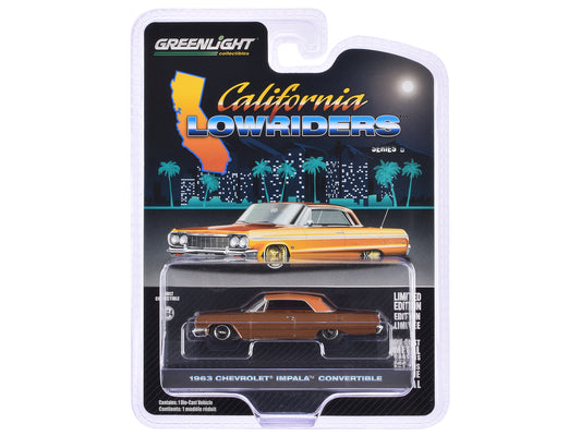 Greenlight 1963 Chevrolet Impala SS Convertible (Top Up) Bronze Metallic "California Lowriders" Series 6 1/64 Diecast Model Car by Greenlight