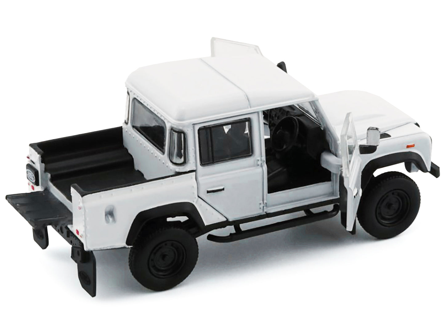BM Creations Land Rover Defender 110 Pickup Truck White with Extra Wheels 1/64 Diecast Model Car by BM Creations