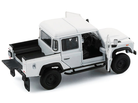 BM Creations Land Rover Defender 110 Pickup Truck White with Extra Wheels 1/64 Diecast Model Car by BM Creations