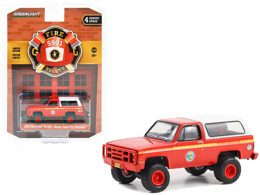 Greenlight 1984 Chevrolet M1009 Red with White Camper Shell "Alaska State Fire Marshal" "Fire & Rescue" Series 4 1/64 Diecast Model Car by Greenlight