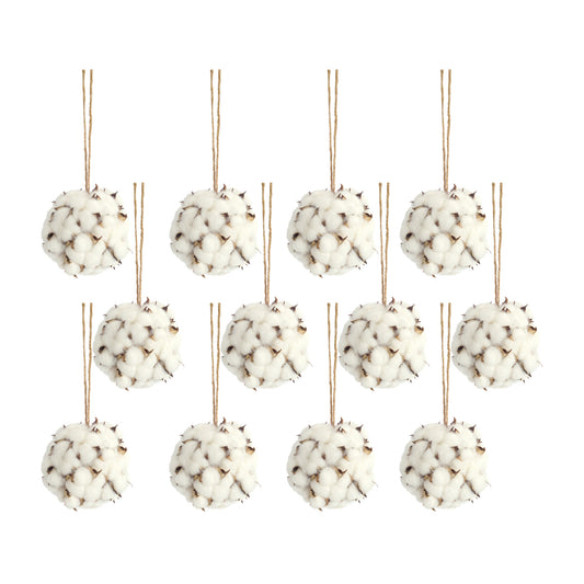 Cotton Orb with Twine Hanger (Set of 12)