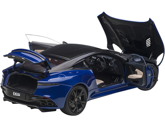 Autoart Aston Martin DBS Superleggera RHD (Right Hand Drive) Zaffre Blue Metallic with Carbon Top and Carbon Accents 1/18 Model Car by Autoart