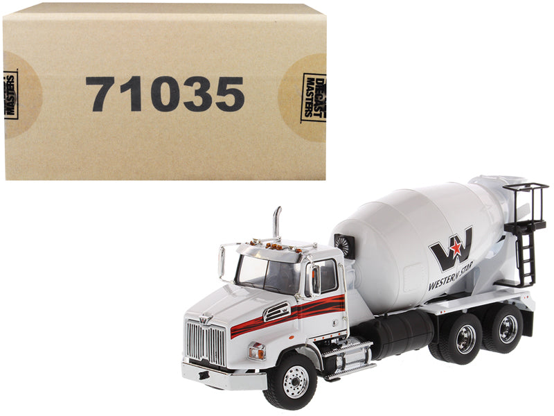 Diecast Masters Western Star 4700 SB Concrete Mixer Truck White 1/50 Diecast Model by Diecast Masters
