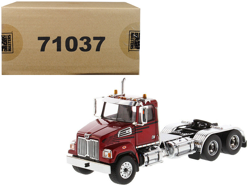Diecast Masters Western Star 4700 SF Tandem Day Cab Tractor Metallic Red 1/50 Diecast Model by Diecast Masters