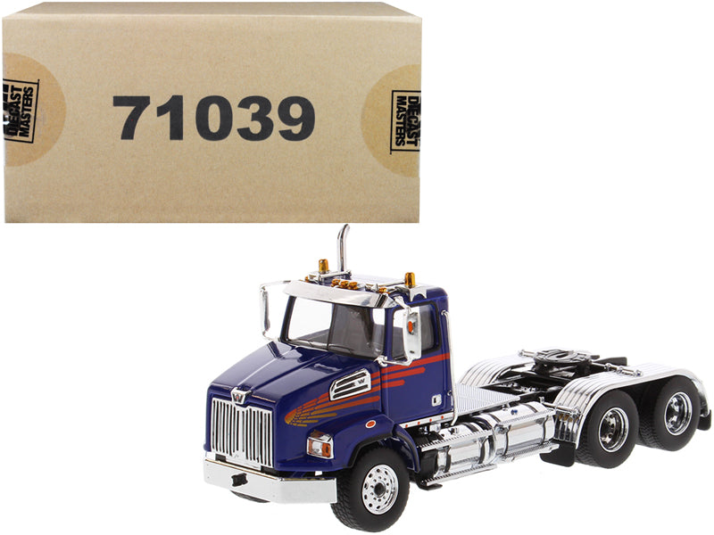 Diecast Masters Western Star 4700 SB Tandem Day Cab Tractor Blue 1/50 Diecast Model by Diecast Masters