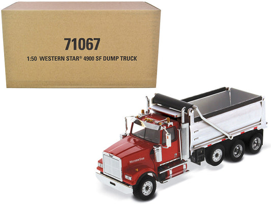 Diecast Masters Western Star 4900 SF Dump Truck Red and Silver 1/50 Diecast Model by Diecast Masters