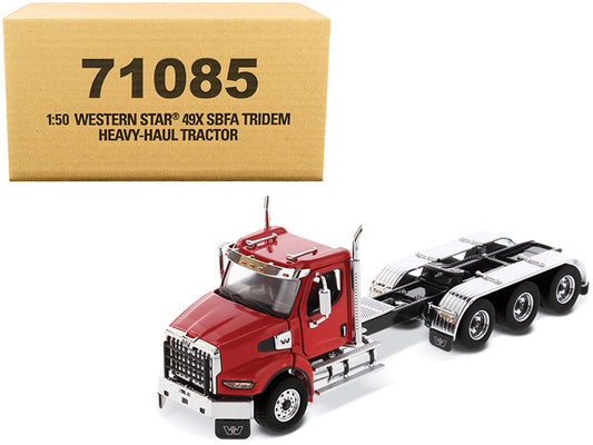 Diecast Masters Western Star 49X SBFA Tridem Day Cab Heavy-Haul Truck Tractor Viper Red "Transport Series" 1/50 Diecast Model by Diecast Masters