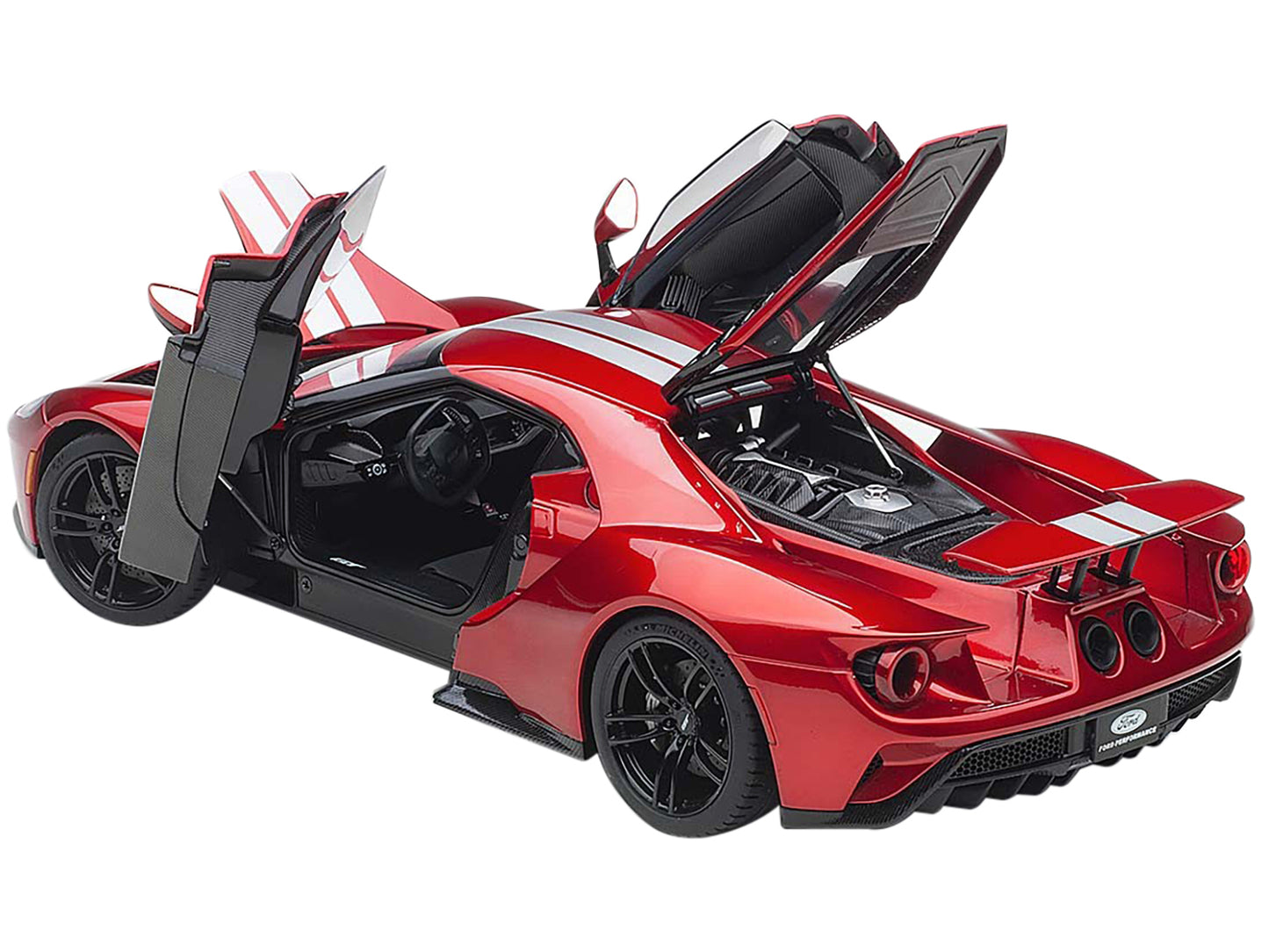 Autoart 2017 Ford GT Liquid Red with Silver Stripes 1/18 Model Car by Autoart