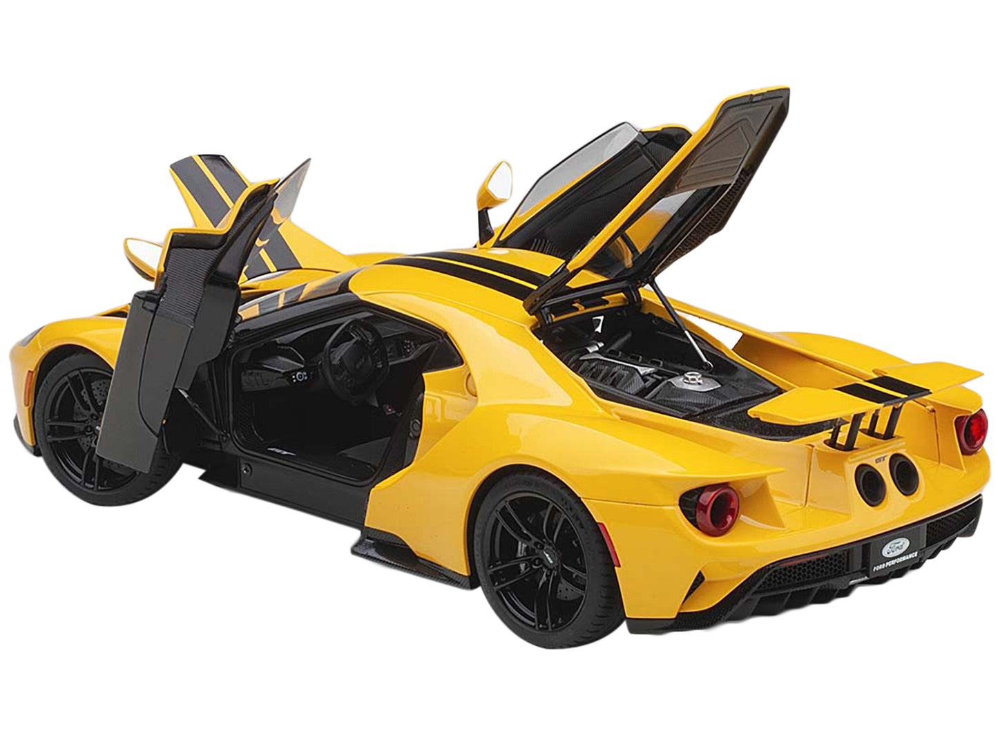Autoart 2017 Ford GT Triple Yellow with Black Stripes 1/18 Model Car by Autoart