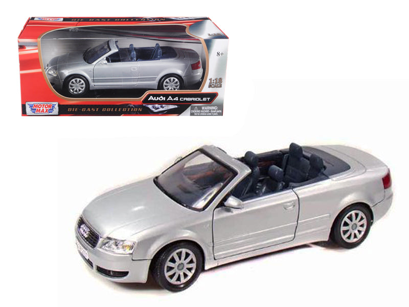 Motormax 2004 Audi A4 Cabriolet Silver 1/18 Diecast Model Car by Motormax