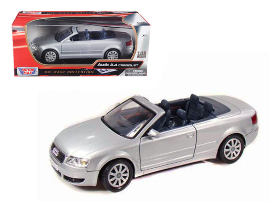 Motormax 2004 Audi A4 Cabriolet Silver 1/18 Diecast Model Car by Motormax